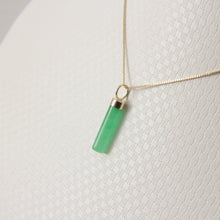 Load image into Gallery viewer, 2186703-14k-Yellow-Gold-Hand-Carved-Tube-Green-Jade-Pendant-Necklace