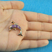 Load image into Gallery viewer, 2187402-Elegant-Beautiful-Lavender-Jade-Hand-Carved-Dolphin-14k-Pendant-Necklace