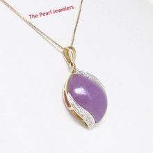 Load image into Gallery viewer, 2187502-14k-Gold-Diamonds-S-Shape-Cabochon-Lavender-Jade-Pendant-Necklace