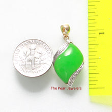Load image into Gallery viewer, 2187503-14k-Gold-Diamonds-S-Shape-Cabochon-Green-Jade-Pendant-Necklace