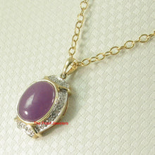 Load image into Gallery viewer, 2187602-Beautiful-14k-Gold-Diamonds-Cabochon-Lavender-Jade-Pendant-Necklace