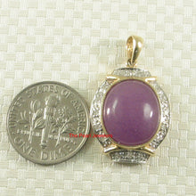 Load image into Gallery viewer, 2187602-Beautiful-14k-Gold-Diamonds-Cabochon-Lavender-Jade-Pendant-Necklace