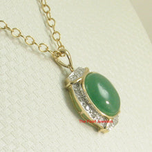 Load image into Gallery viewer, 2187603-Beautiful-14k-Gold-Diamonds-Cabochon-Green-Jade-Pendant-Necklace
