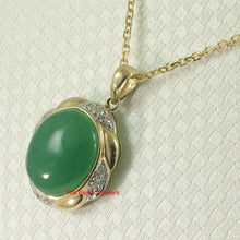 Load image into Gallery viewer, 2187703-Elegant-Beautiful-14k-Gold-Oval-Green-Diamond-Jade-Pendant-Necklace