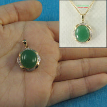 Load image into Gallery viewer, 2187703-Elegant-Beautiful-14k-Gold-Oval-Green-Diamond-Jade-Pendant-Necklace