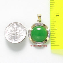 Load image into Gallery viewer, 2188103-14k-Two-Tone-Cabochon-Green-Jade-Pendant-Necklace