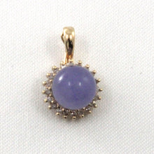 Load image into Gallery viewer, 2189992-14k-Yellow-Solid-Gold-Surrounded-Diamonds-Lavender-Jade-Pendant