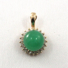 Load image into Gallery viewer, 2189993-14k-Solid-Yellow-Gold-Surrounded-Diamonds-Green-Jade-Pendant