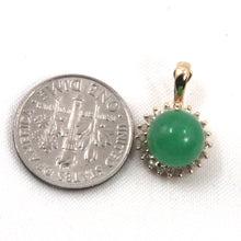 Load image into Gallery viewer, 2189993-14k-Solid-Yellow-Gold-Surrounded-Diamonds-Green-Jade-Pendant