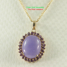 Load image into Gallery viewer, 2199802-14k-Gold-Cabochon-Lavender-Jade-Amethyst-Pendant-Necklace