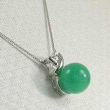 Load image into Gallery viewer, 2199888-14k-Solid-White-Gold-Diamonds-X-Design-Green-Jade-Pendant-Necklace