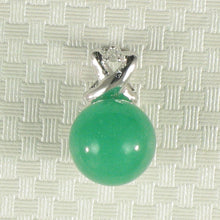 Load image into Gallery viewer, 2199888-14k-Solid-White-Gold-Diamonds-X-Design-Green-Jade-Pendant-Necklace