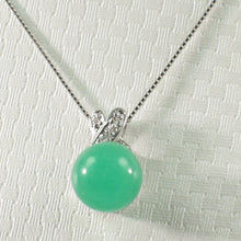 Load image into Gallery viewer, 2199948-14k-Solid-White-Gold-Diamonds-X-Design-Green-Jade-Pendant-Necklace