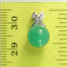 Load image into Gallery viewer, 2199948-14k-Solid-White-Gold-Diamonds-X-Design-Green-Jade-Pendant-Necklace