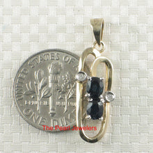 Load image into Gallery viewer, 2200011-Unique-14K-Yellow-Solid-Gold-Genuine-Diamond-Sapphire-Pendant