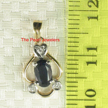 Load image into Gallery viewer, 2200081-Genuine-Natural-Blue-Sapphire-Diamonds-14k-Yellow-Solid-Gold-Pendant
