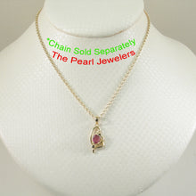 Load image into Gallery viewer, 2200112-14k-Yellow-Solid-Gold-Heart-Genuine-Oval-Ruby-Pendant