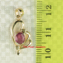 Load image into Gallery viewer, 2200112-14k-Yellow-Solid-Gold-Heart-Genuine-Oval-Ruby-Pendant