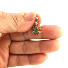 Load image into Gallery viewer, 2200193-14kt-Yellow-Solid-Gold-Unique-Genuine-Pear-Emerald-Diamonds-Pendant