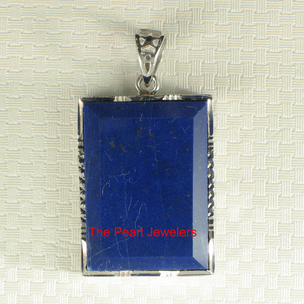 9220024-Sterling-Silver-Rectangle-Blue-Lapis-Lazuli-Pendant-Necklace