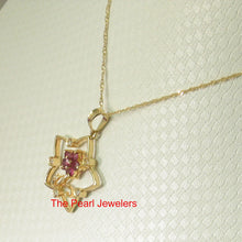 Load image into Gallery viewer, 2200252-14k-Yellow-Solid-Gold-Star-Genuine-Natural-Rubies-Diamonds-Pendant