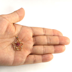 2200252-14k-Yellow-Solid-Gold-Star-Genuine-Natural-Rubies-Diamonds-Pendant