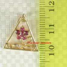 Load image into Gallery viewer, 2200262-Genuine-Natural-Ruby-Diamond-14k-Yellow-Solid-Gold-Triangle-Pendant