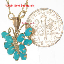 Load image into Gallery viewer, 2200324-14k-Yellow-Solid-Gold-Genuine-Turquoise-Butterfly-Pendant