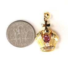 Load image into Gallery viewer, 2200373-July-Birthstone-Crown-Ruby-Diamond-14K-Yellow-Gold-Pendant