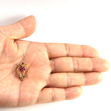 Load image into Gallery viewer, 2200382-14k-Yellow-Solid-Gold-Vase-Genuine-Red-Rubies-Diamonds-Pendant