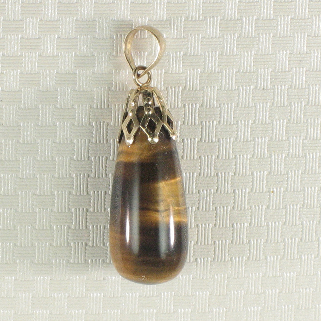 2300121-Beautiful-14kt-Solid-Yellow-Gold-Bale-Genuine-Brown-Tiger-Eye- Pendant
