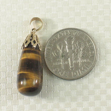 Load image into Gallery viewer, 2300121-Beautiful-14kt-Solid-Yellow-Gold-Bale-Genuine-Brown-Tiger-Eye- Pendant