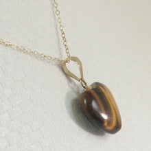 Load image into Gallery viewer, 2300131-Beautiful-14kt-Solid-YG-Bale-Genuine-Brown-Heart-Tiger-Eye-Pendant