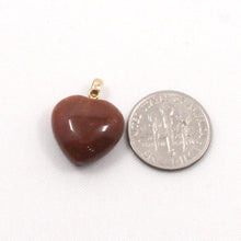 Load image into Gallery viewer, 2300133-Lovely-14k-Solid-Yellow-Gold-Genuine-Brown-Agate-Heart-Pendant-Necklace