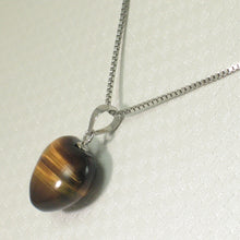 Load image into Gallery viewer, 2300136-Lovely-14kt-Solid-White-Gold-Bale-Genuine-Brown-Heart-Tiger-Eye-Pendant