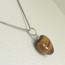 Load image into Gallery viewer, 2300136-Lovely-14kt-Solid-White-Gold-Bale-Genuine-Brown-Heart-Tiger-Eye-Pendant
