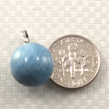 Load image into Gallery viewer, 2300225-14k-Solid-White-Gold-Round-Aquamarine-Pendant