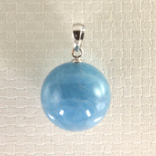 Load image into Gallery viewer, 2300235-14k-Solid-White-Gold-Round-Aquamarine-Pendant