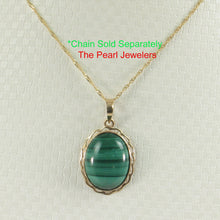 Load image into Gallery viewer, 2300465-Genuine-Natural-Green-Malachite-14k-Solid-Yellow-Gold-Pendant