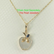 Load image into Gallery viewer, 2300500-14k-Solid-Yellow-Gold-Apple-Mother-of-Pearl-Blue-Sapphire-Pendant