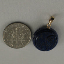 Load image into Gallery viewer, 2301070-Coin-Carving-Natural-Blue-Lapis-Lazuli-14kt-Solid-Yellow-Gold-Pendant