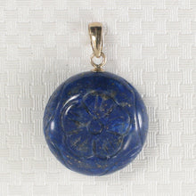 Load image into Gallery viewer, 2301071-14k-Solid-Yellow-Gold-Coin-Carving-Natural-Blue-Lapis-Lazuli-Pendant