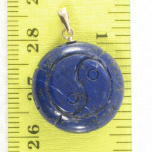 Load image into Gallery viewer, 2301080-Natural-Blue-Lapis-Lazuli-Coin-Carving-14kt-Solid-Yellow-Gold-Pendant