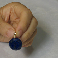 Load image into Gallery viewer, 2301080-Natural-Blue-Lapis-Lazuli-Coin-Carving-14kt-Solid-Yellow-Gold-Pendant