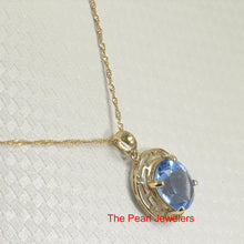 Load image into Gallery viewer, 2399404-14k-Yellow-Solid-Gold-Greek-Key-Blue-Topaz-Pendant