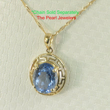 Load image into Gallery viewer, 2399404-14k-Yellow-Solid-Gold-Greek-Key-Blue-Topaz-Pendant