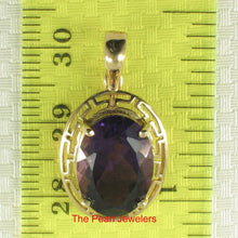 Load image into Gallery viewer, 2399803-Purple-Oval-Amethyst-14k-Gold-Greek-Key-Enhanced-Love-Pendant