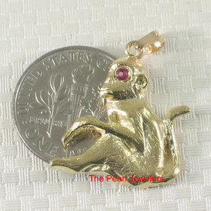 2400053-Handcrafted-Chinese-Zodiac-Signs-Monkey-Ruby-Eye-14k-Solid-Gold-Pendant