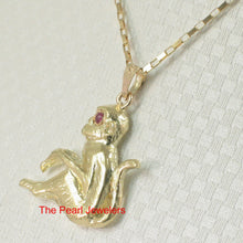 Load image into Gallery viewer, 2400053-Handcrafted-Chinese-Zodiac-Signs-Monkey-Ruby-Eye-14k-Solid-Gold-Pendant