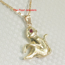 Load image into Gallery viewer, 2400053-Handcrafted-Chinese-Zodiac-Signs-Monkey-Ruby-Eye-14k-Solid-Gold-Pendant